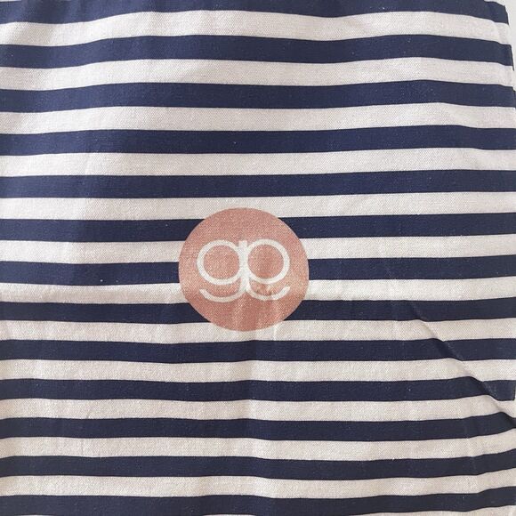 Gorjana Blue and Off-White Striped Canvas Logo Reusable Shopping Tote Bag - Picture 10 of 11